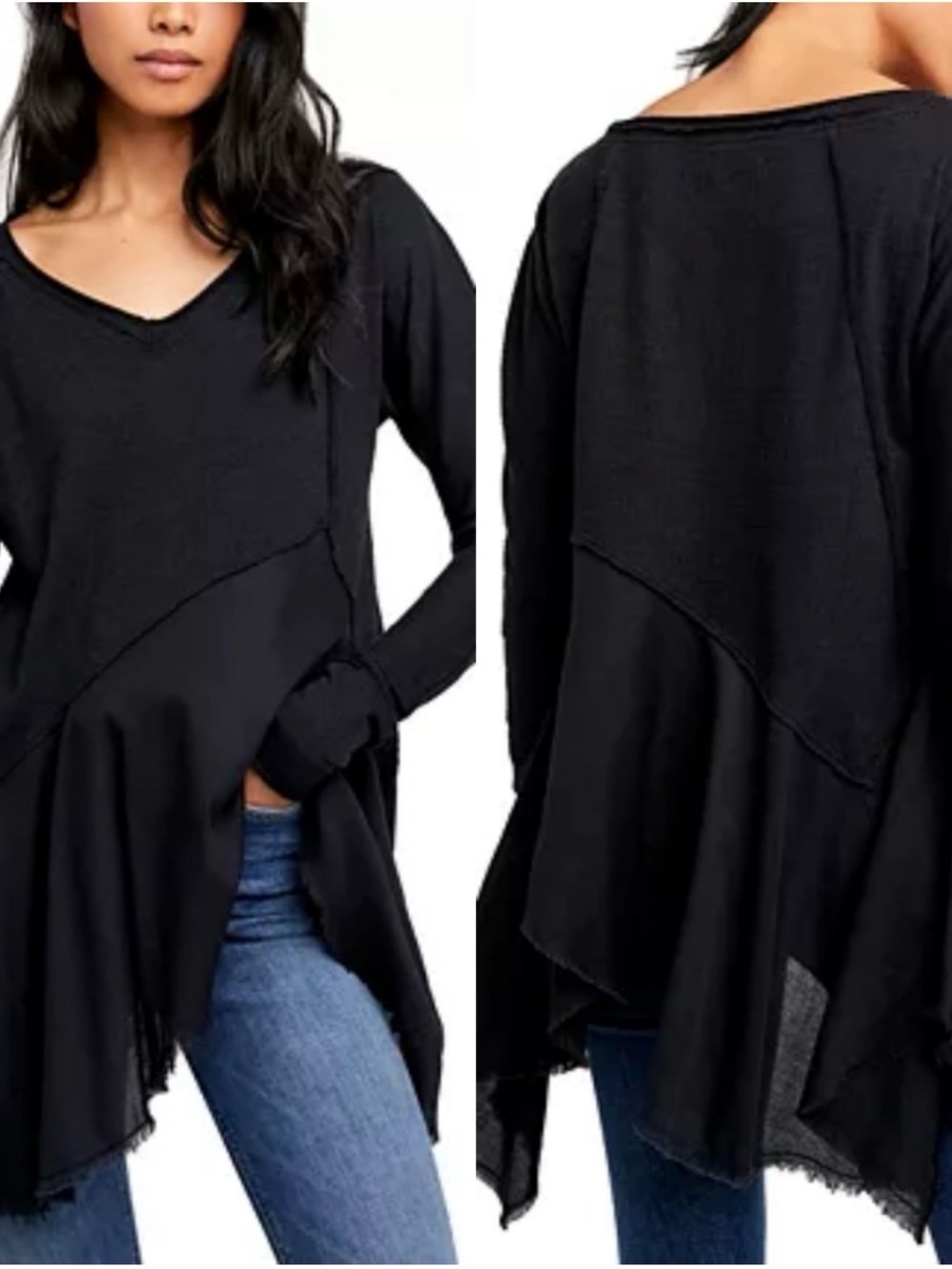 We the Free Free People Comin In Hot jersey boho oversized witchy Lagenlook top
